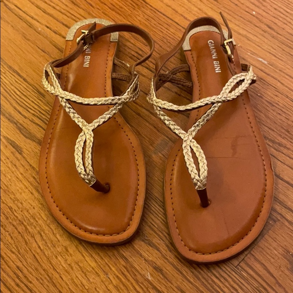 Gianni Bini Gold Thong Sandals
